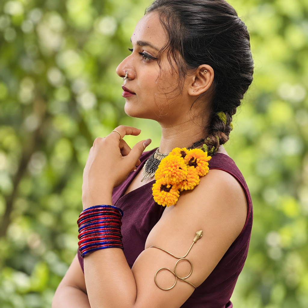 Sunflower yellow Kerala Parandi hair accessory for Onam outfit and festive styling
