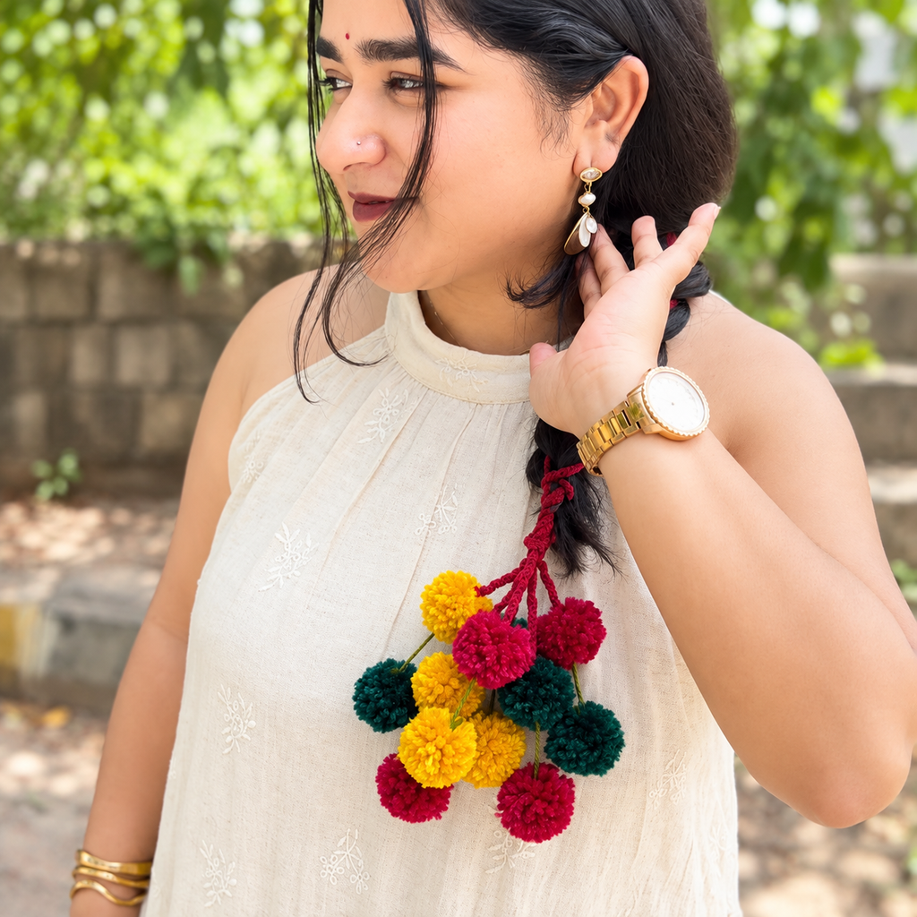 Kathakali inspired Kerala Kunjalam hair accessory for classical dance and bridal styling
