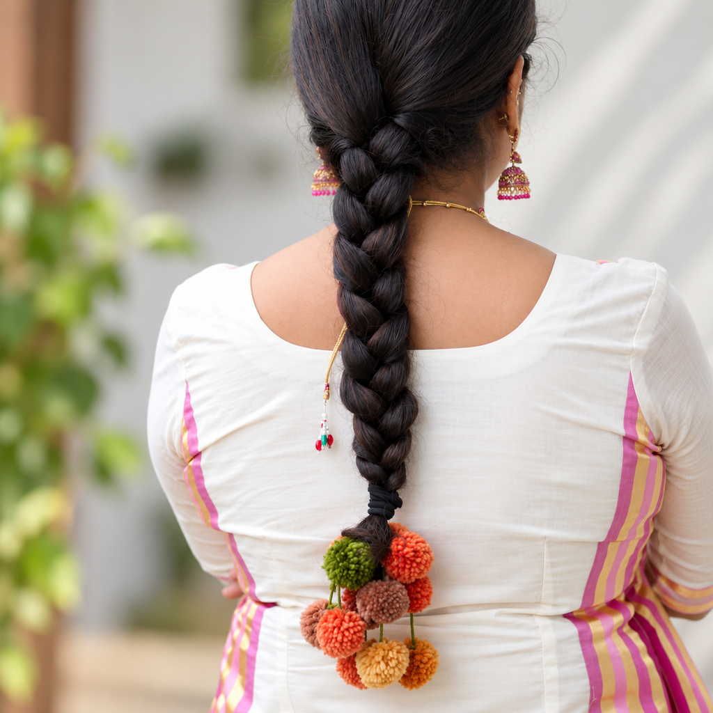 Jamanthi Kerala Parandi heritage hair jewellery for South Indian bridal styling
